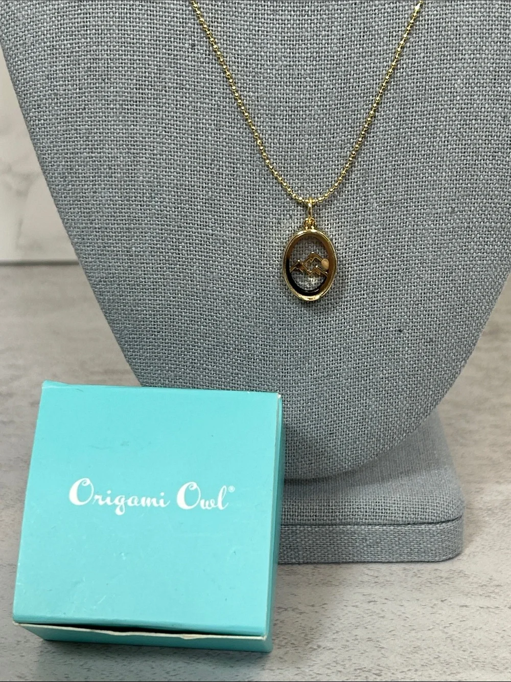 Gold-Tone Oval Pendant Necklace with Heart Accent - Women Jewelry